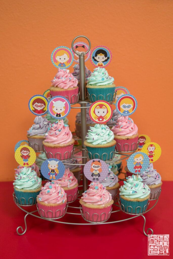 Superhero Girl Cupcakes display stand