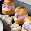 Cherry Ice Cream Profiteroles with Almond Granita