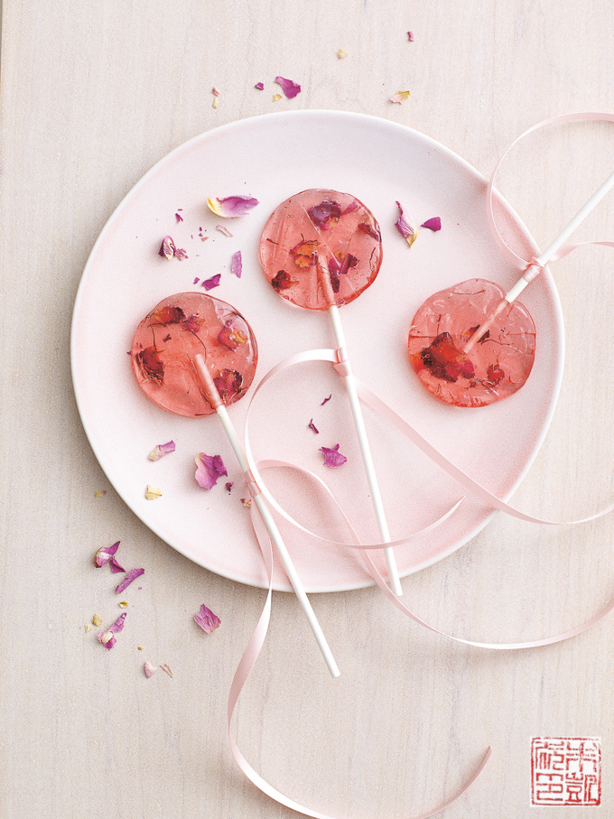 Rose Saffron Lollipops for National Lollipop Day - Dessert First