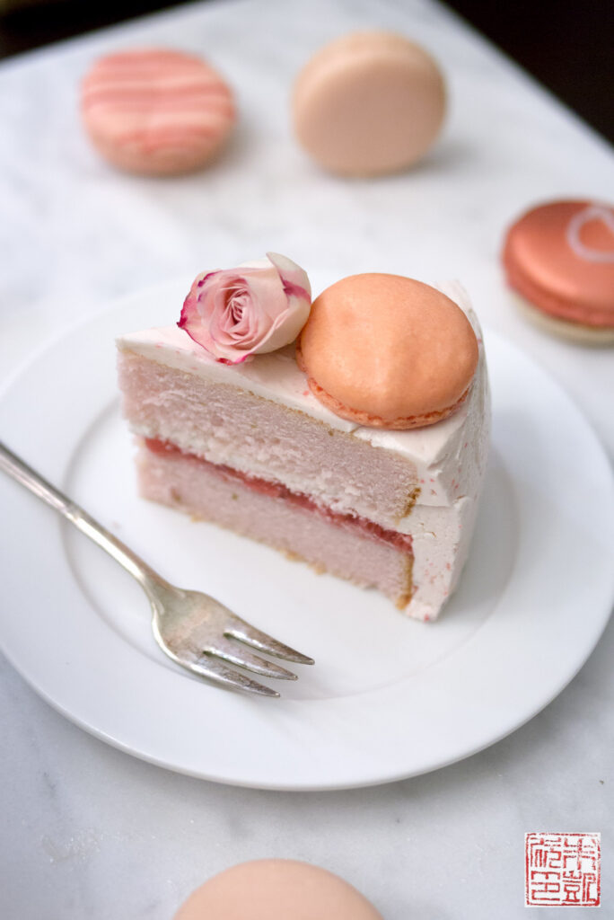 Strawberry Pink Velvet Cake slice 