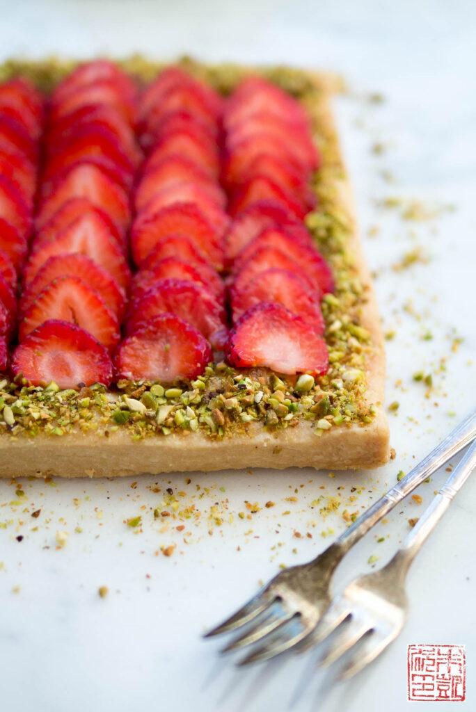 Strawberry Pistachio Frangipane Tart Forks