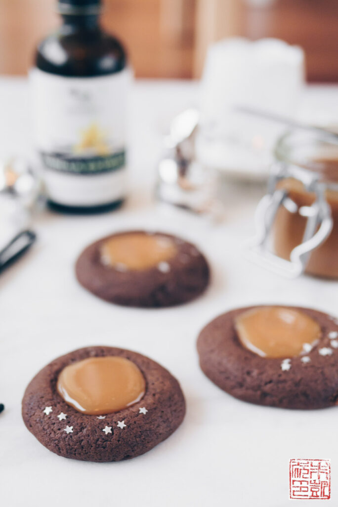 Gingerbread Thumbprint Cookies with Salted Caramel