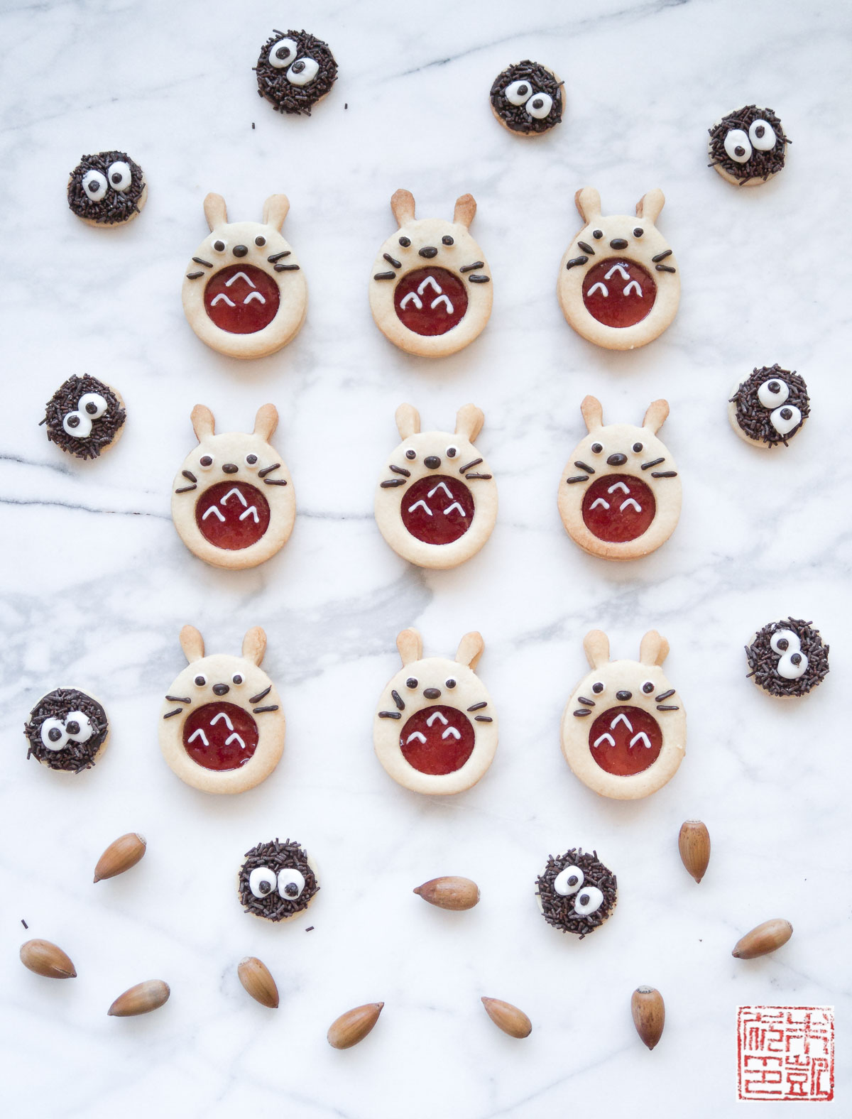 Totoro Linzer Cookies grid