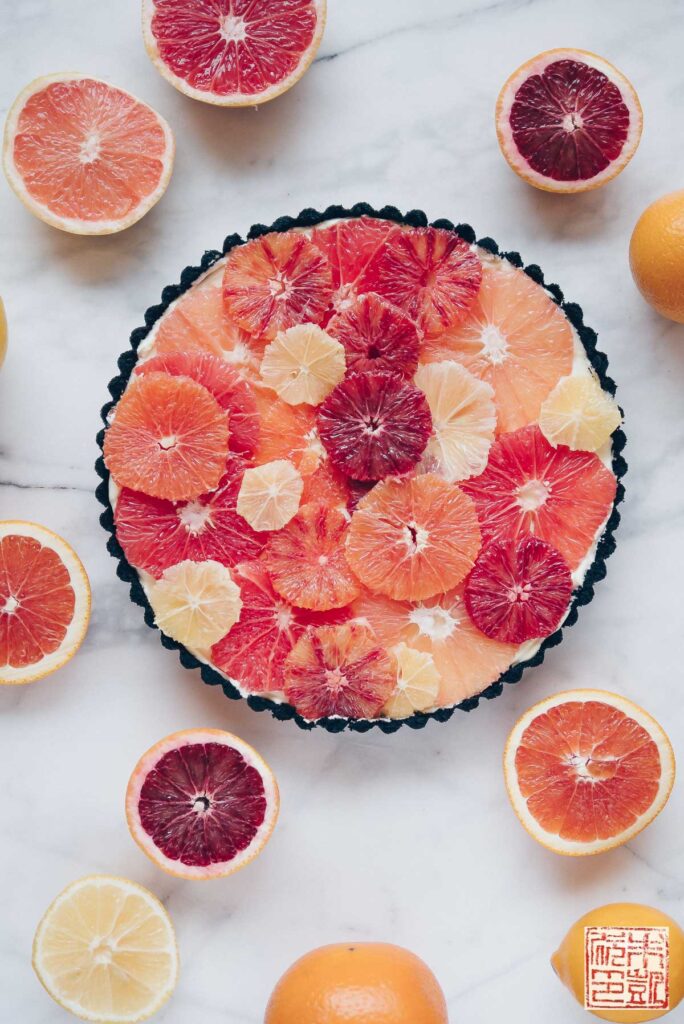 Winter Citrus Tart flatlay