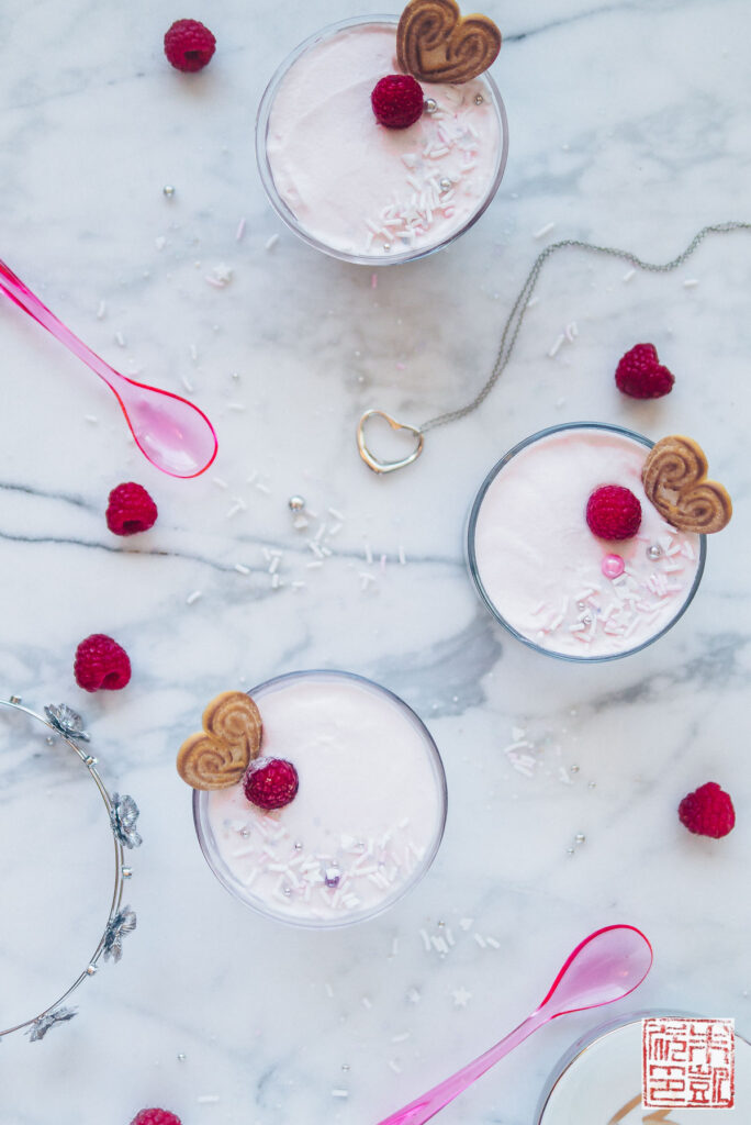 Rose Lychee Parfait Flatlay