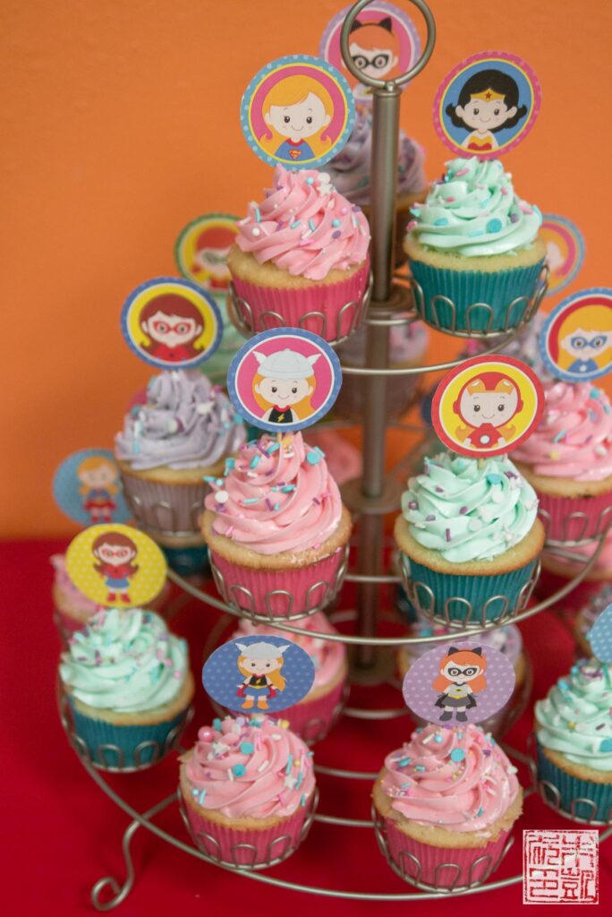 Superhero Girl Cupcakes tower