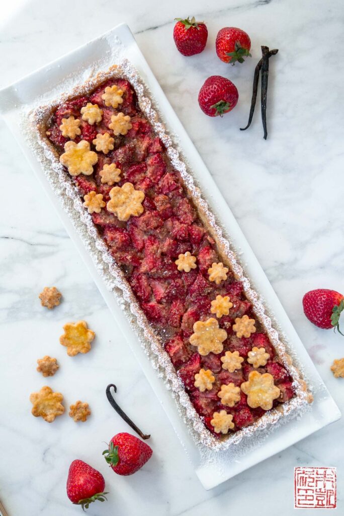 Strawberry Vanilla Tart Angle Flatlay