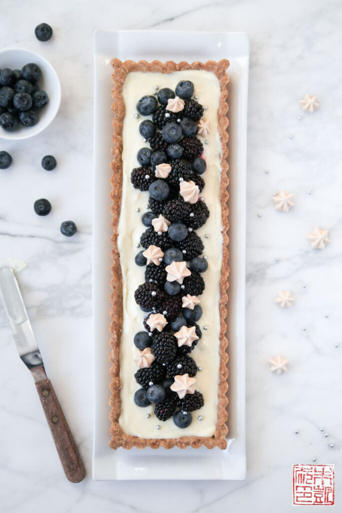 Blueberry Lemon Tart Flatlay