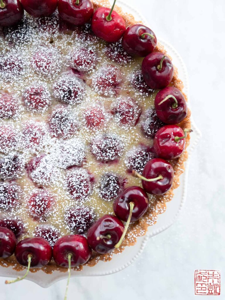 Cherry Clafouti Tart overhead