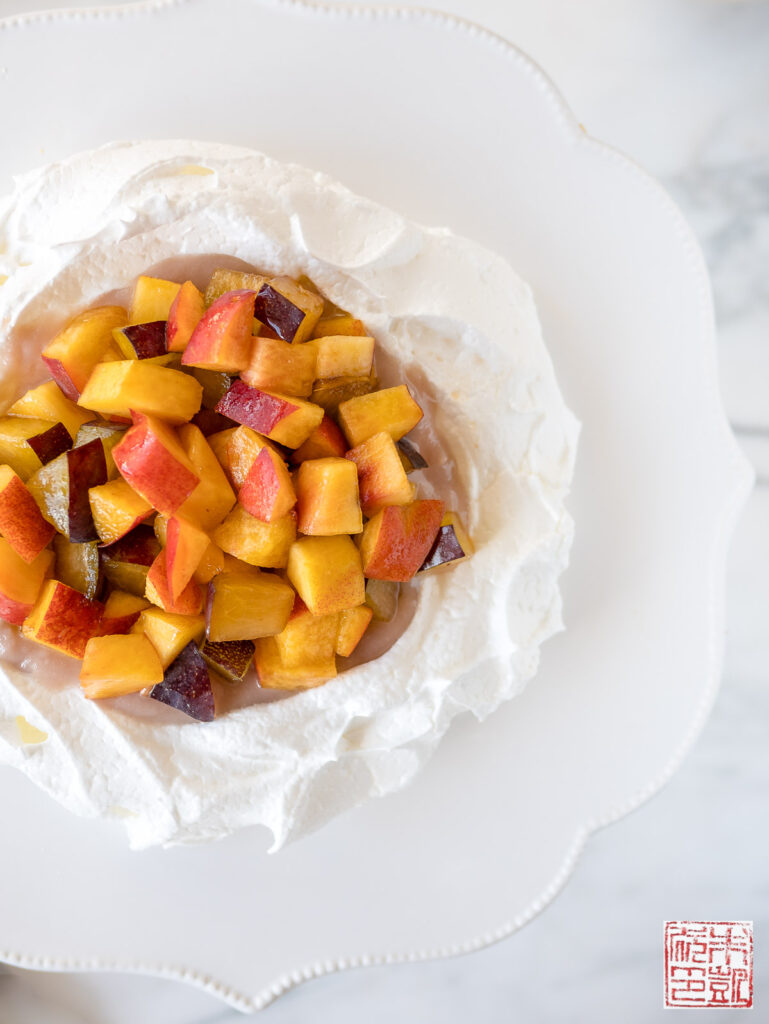 Stone Fruit Pavlova top view