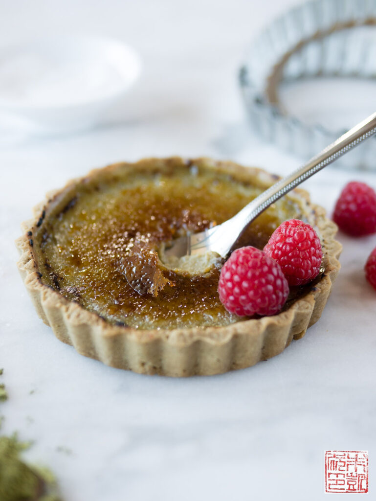 Matcha Creme Brulee Tart Broken