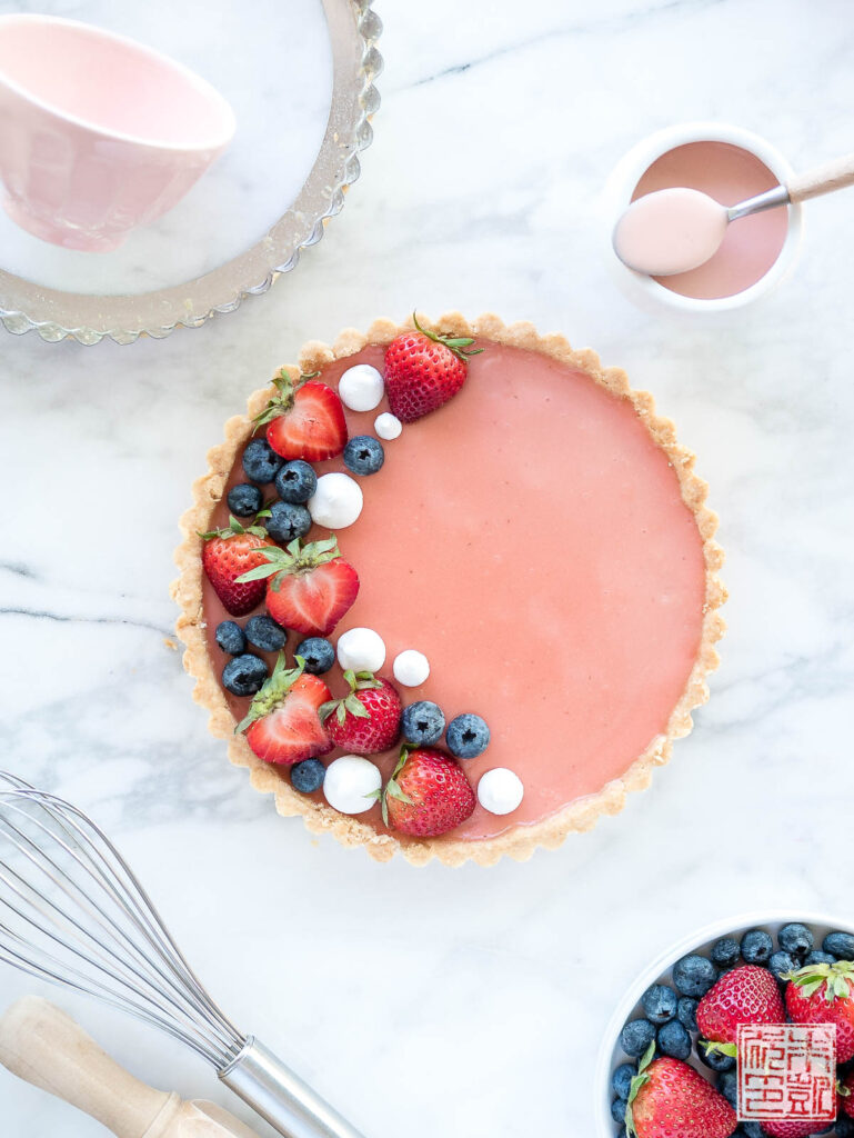 Strawberry Lemon Curd Tart Flatlay 2