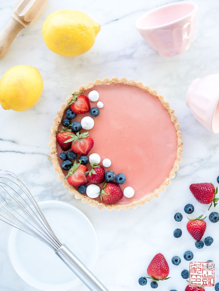 Strawberry Lemon Curd Tart Flatlay