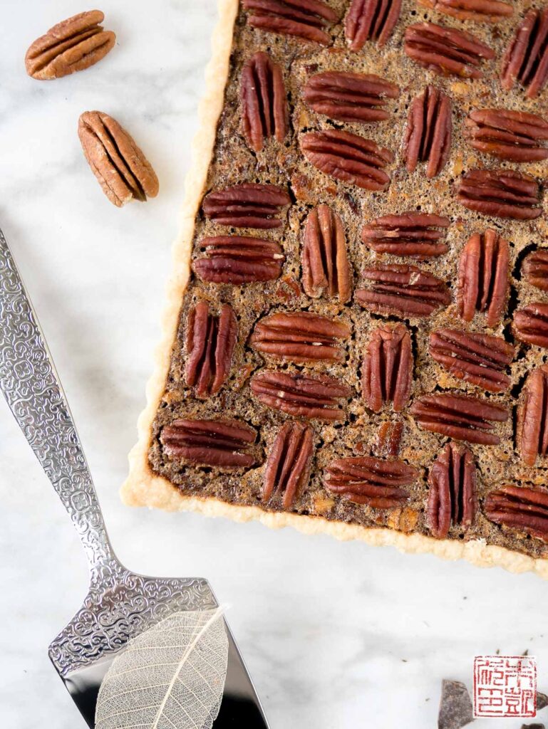 Chocolate Pecan Tart Closeup