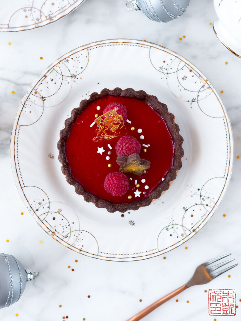 Raspberry Panna Cotta Tart Closeup