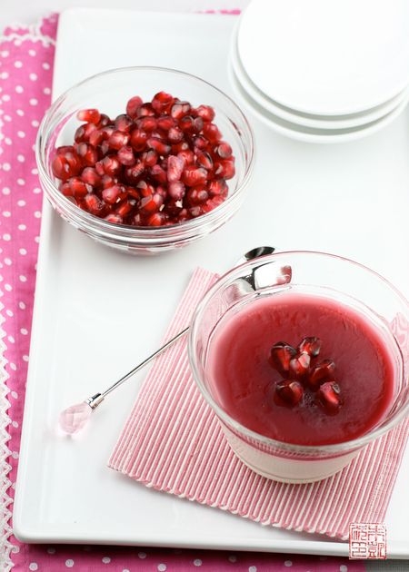 Lychee and pomegranate panna cotta