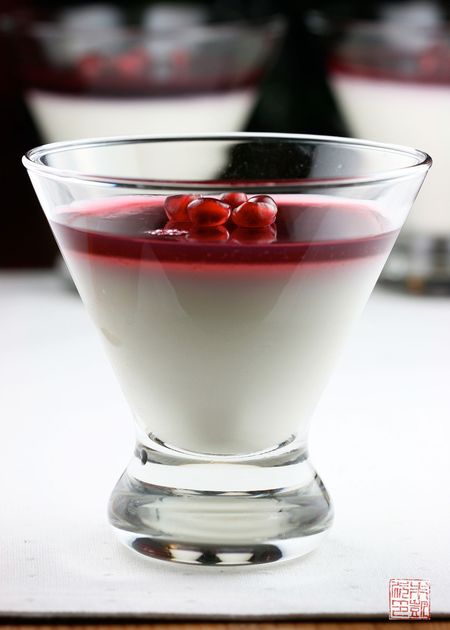 Lychee and pomegranate panna cotta