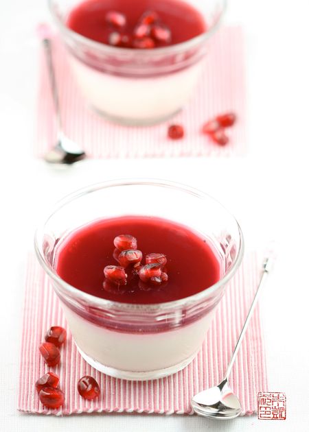 Lychee and pomegranate panna cotta