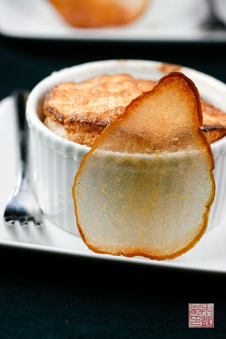 Pear Souffle with Pear Wafers