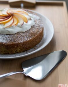 Dessert First + Alessi: Olive Oil Cake with Roasted Peaches