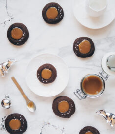 Gingerbread Thumbprint Cookies with Salted Caramel