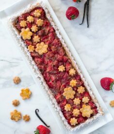 Strawberry Vanilla Tart Angle Flatlay