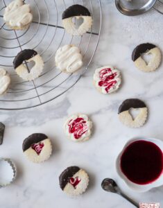 Almond Shortbread with Raspberry White Chocolate Frosting