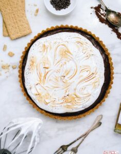 S’mores Chocolate Whiskey Pudding Tart