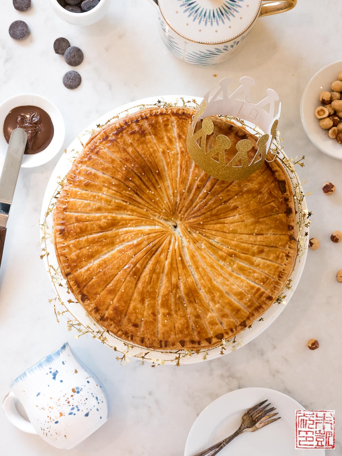 Chocolate Hazelnut Galette des Rois (King Cake) - Dessert First
