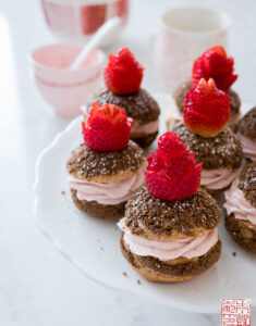 Hojicha Strawberry Cream Puffs